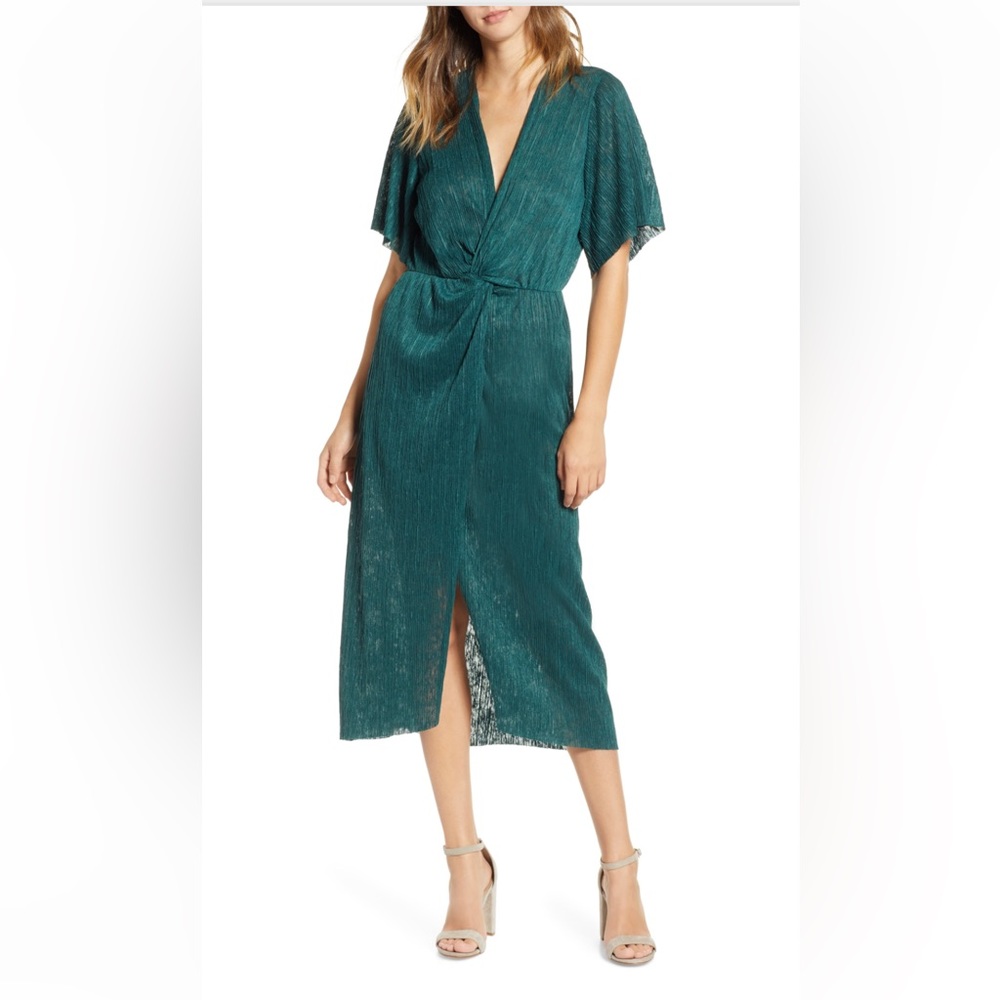 All in Favor Dolman Plissé Midi Dress | Nordstrom green size Medium